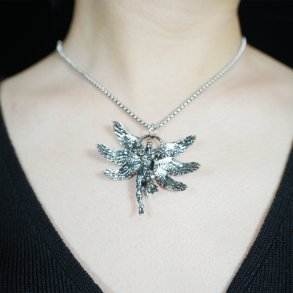 Sechsflügeliger Schutzengel-Anhänger, Gothic-Krieger-Halskette, Fantasy-Schmuck im religiösen Stil