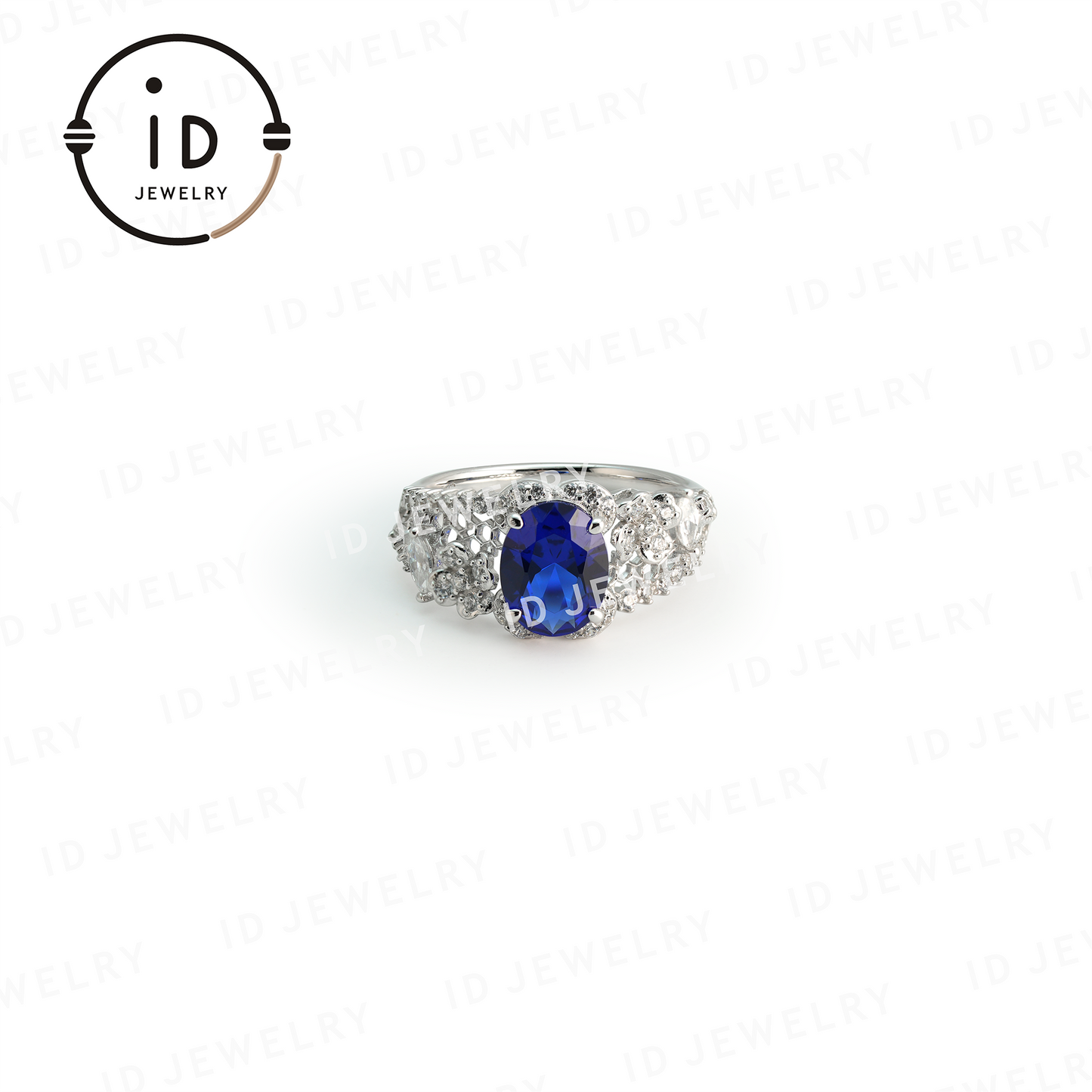 Luxury Lace-Style Sapphire Ring, Elegant Engagement Ring for Women, Perfect Gift