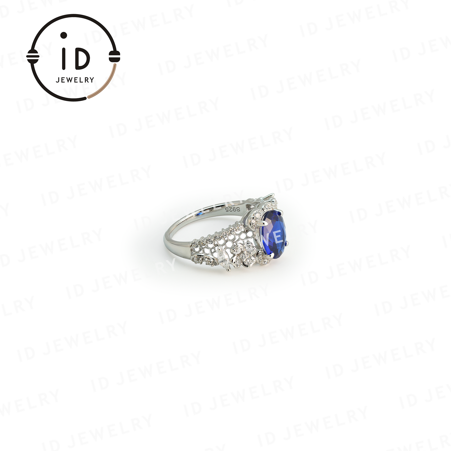 Luxury Lace-Style Sapphire Ring, Elegant Engagement Ring for Women, Perfect Gift