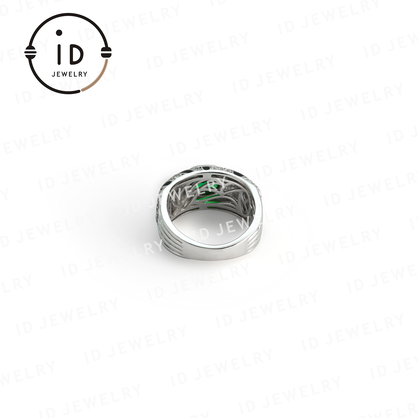 Leopard Pattern Emerald Ring in 925 Sterling Silver – Unique Jewelry for Women