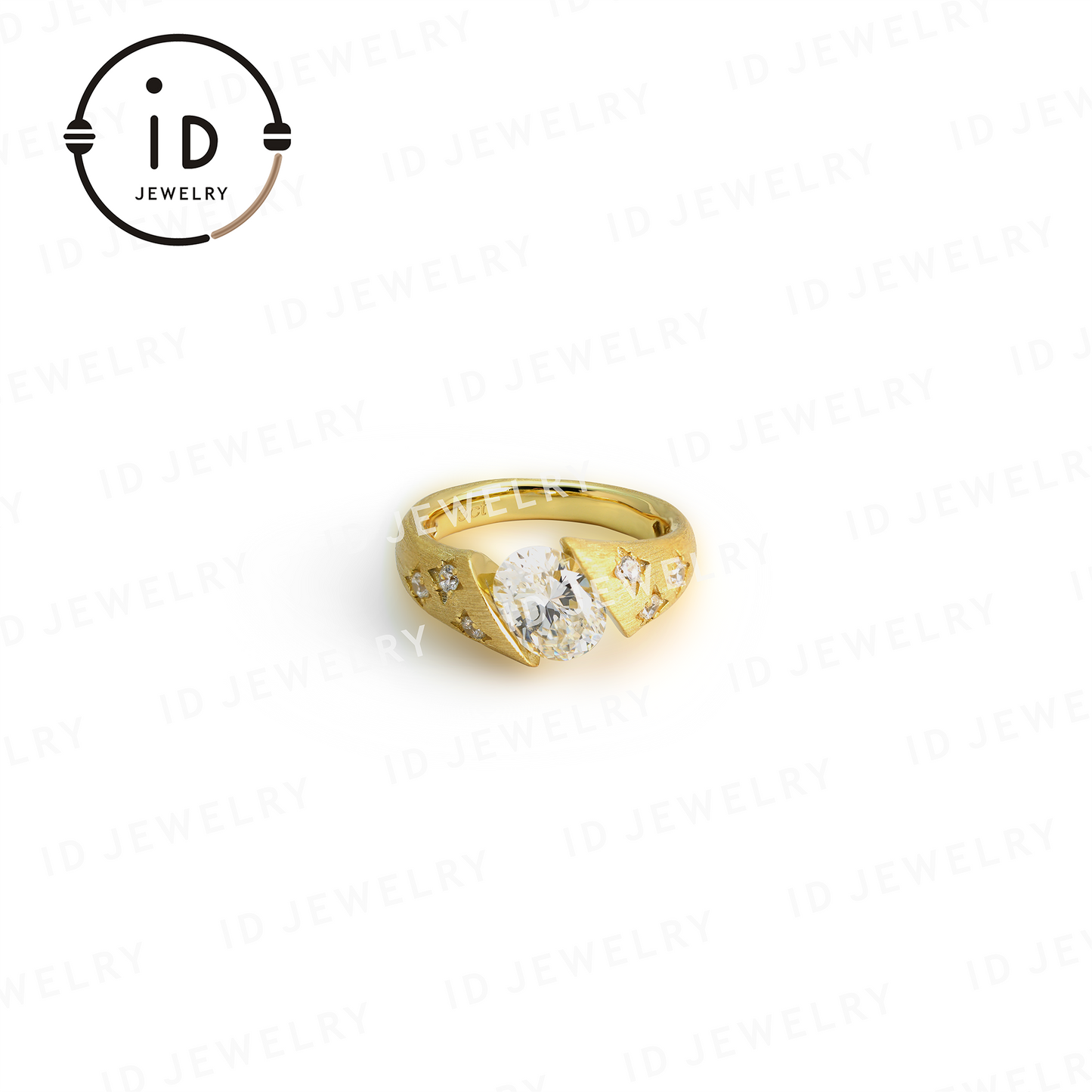 Oval White Diamond Ring with Yellow Gold – Luxury Jewelry for Women