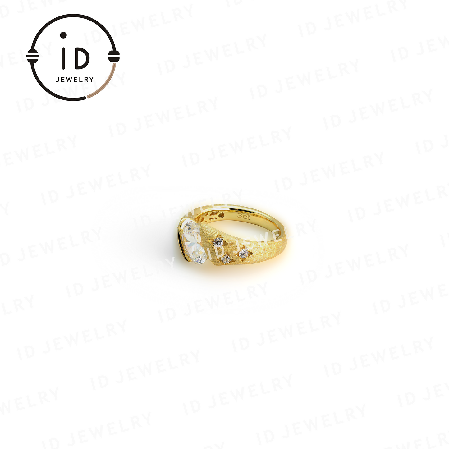 Oval White Diamond Ring with Yellow Gold – Luxury Jewelry for Women