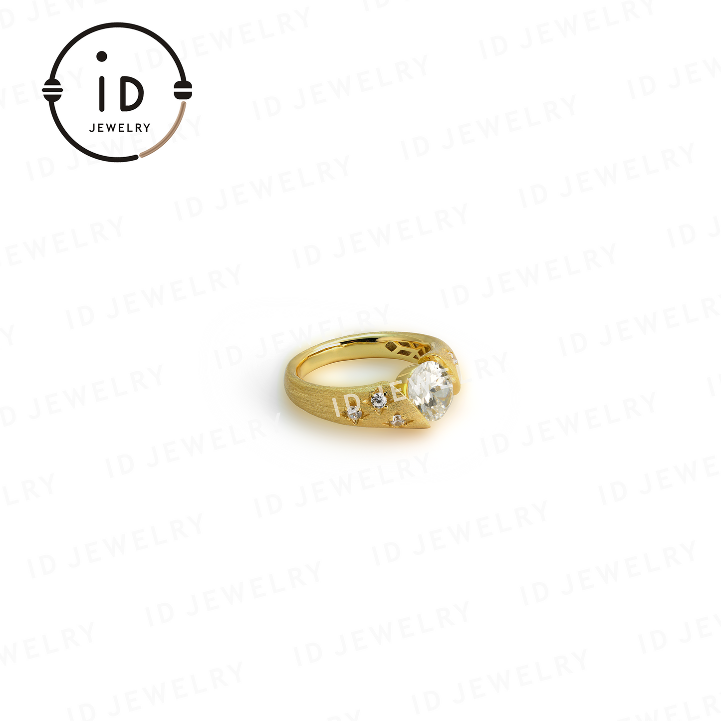 Oval White Diamond Ring with Yellow Gold – Luxury Jewelry for Women