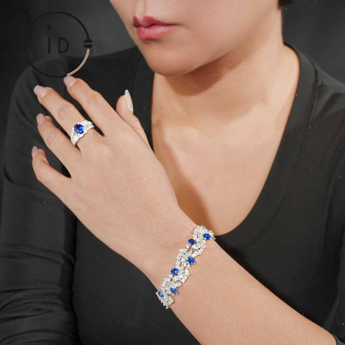 Luxurious Sapphire Bracelet, Blue Sapphire with Diamond, Ideal Gift for Anniversaries