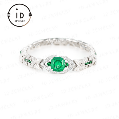 Elegant Geometric Emerald Bracelet for Special Occasions