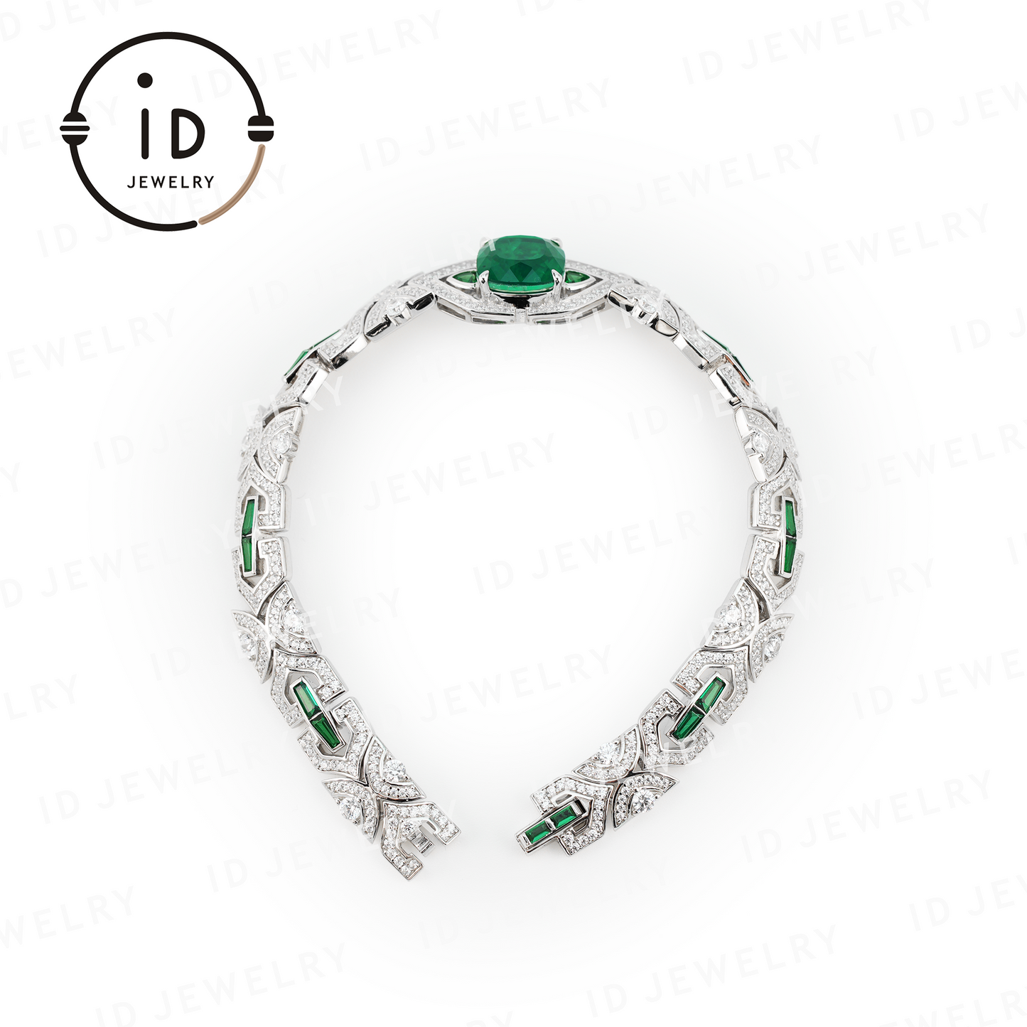 Elegant Geometric Emerald Bracelet for Special Occasions