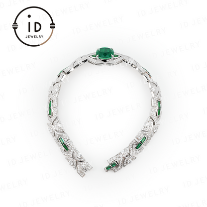 Elegant Geometric Emerald Bracelet for Special Occasions