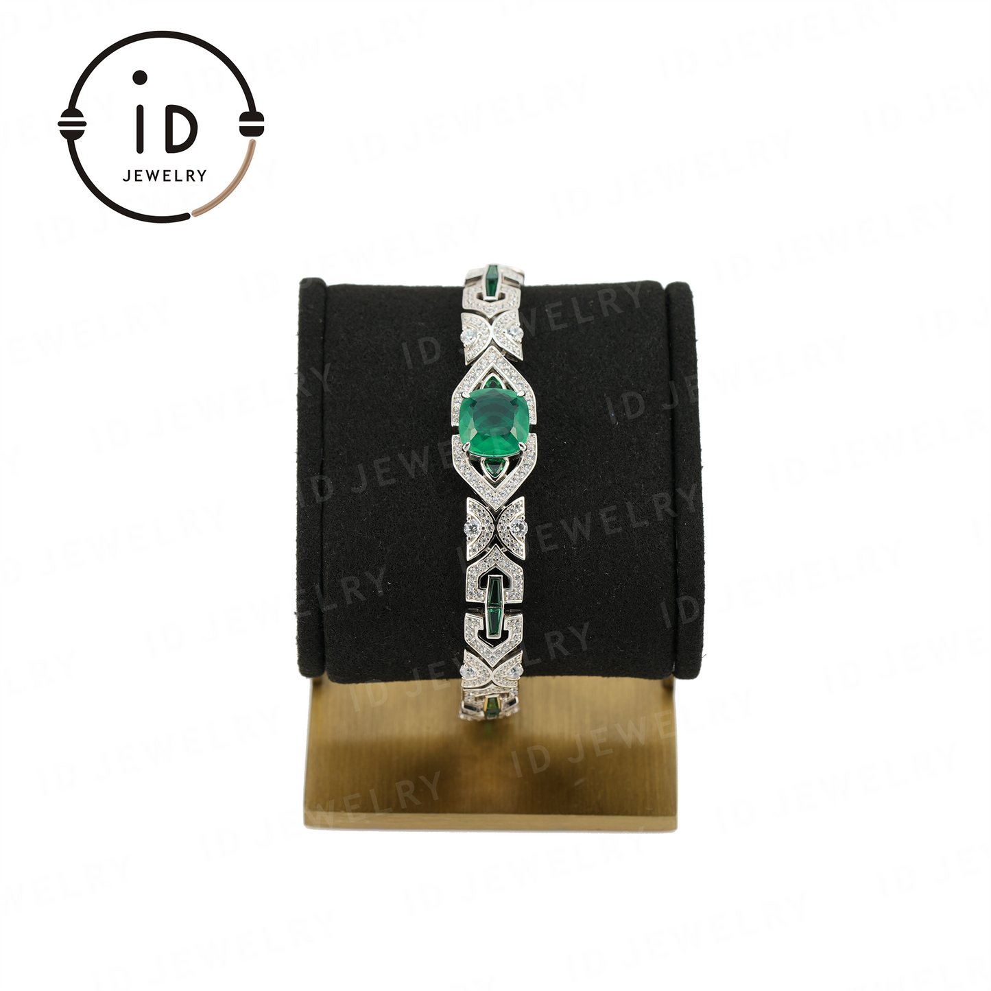 Elegant Geometric Emerald Bracelet for Special Occasions