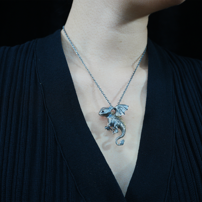 Mystic Little Dragon Guardian Pendant | 925 Silver Fantasy Necklace | Symbolic Handmade Protector Jewelry Gift