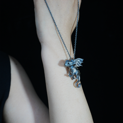 Mystic Little Dragon Guardian Pendant | 925 Silver Fantasy Necklace | Symbolic Handmade Protector Jewelry Gift