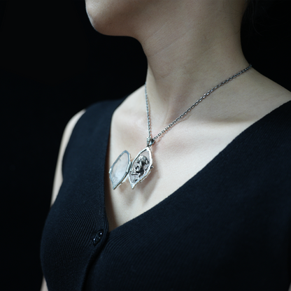 Crystal Peach Pendant | 925 Silver Monkey Spirit Amulet with Clear Quartz | Handmade Fantasy Jewelry