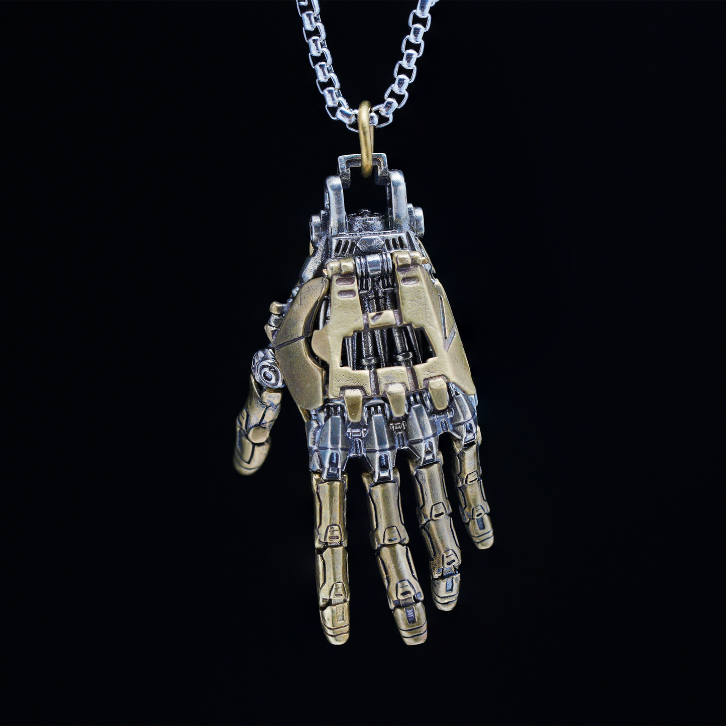 Cyberpunk Mecha Hand Pendant Necklace | Futuristic Techwear Accessory for Men and Women