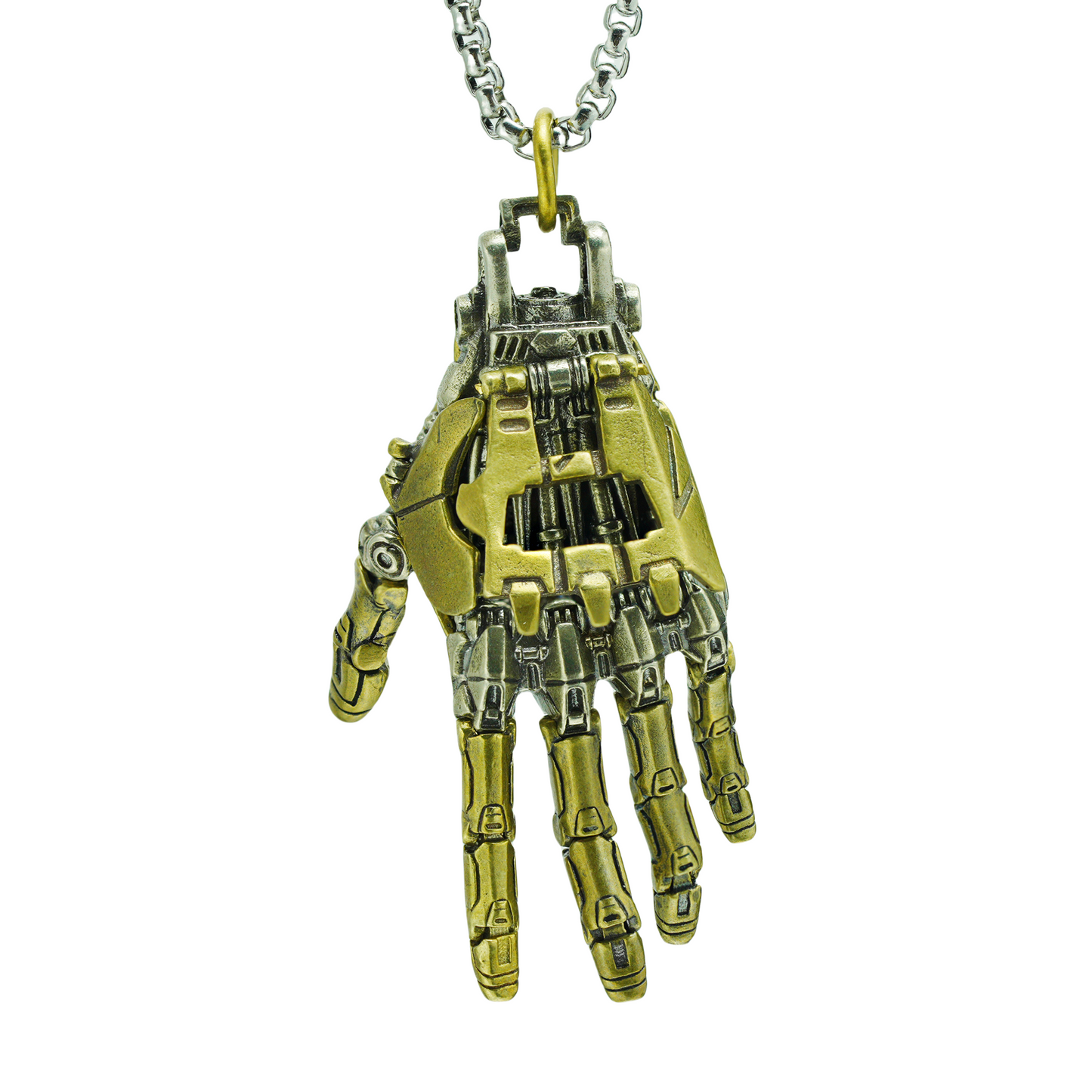 Cyberpunk Mecha Hand Pendant Necklace | Futuristic Techwear Accessory for Men and Women