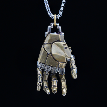 Cyberpunk Mecha Hand Pendant Necklace | Futuristic Techwear Accessory for Men and Women