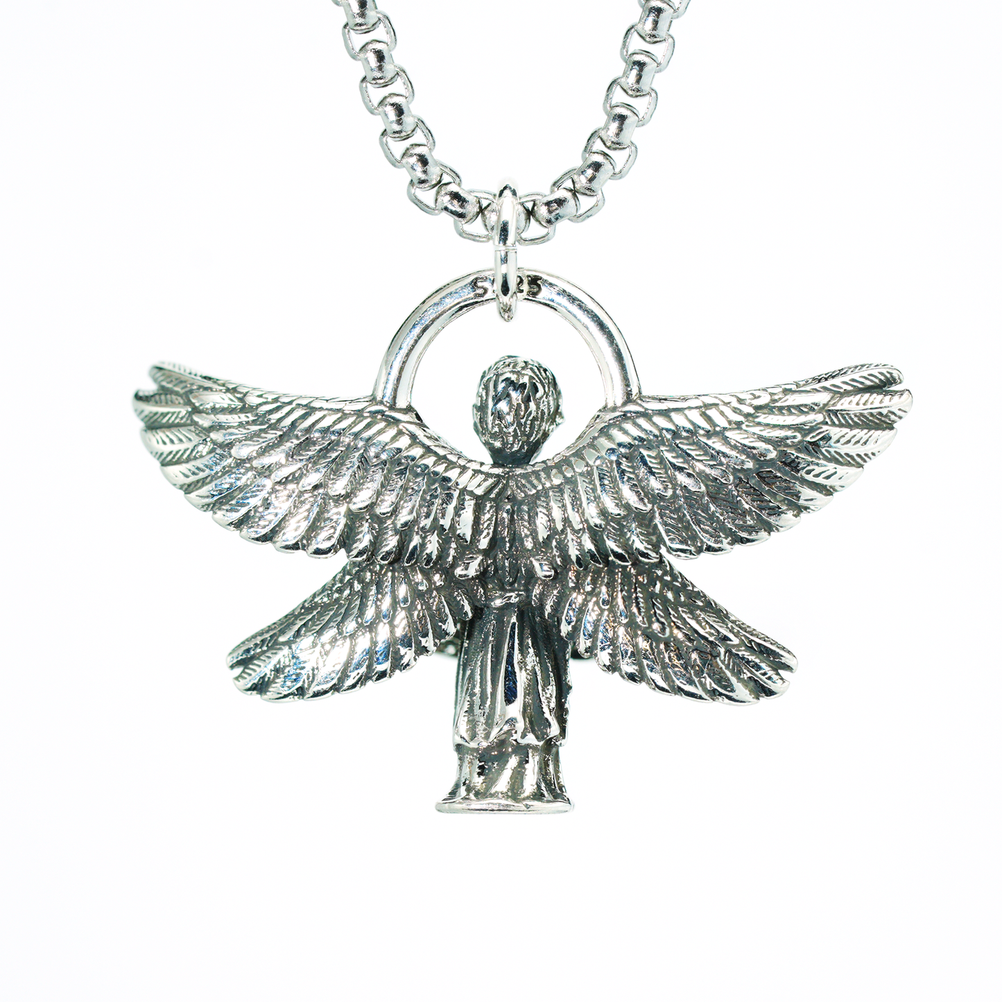 Halskette mit betenden Engel-Anhänger – Gothic-Schutzschmuck für Männer und Frauen, Engel-Anhänger mit offenen Flügeln, spirituelles Geschenk