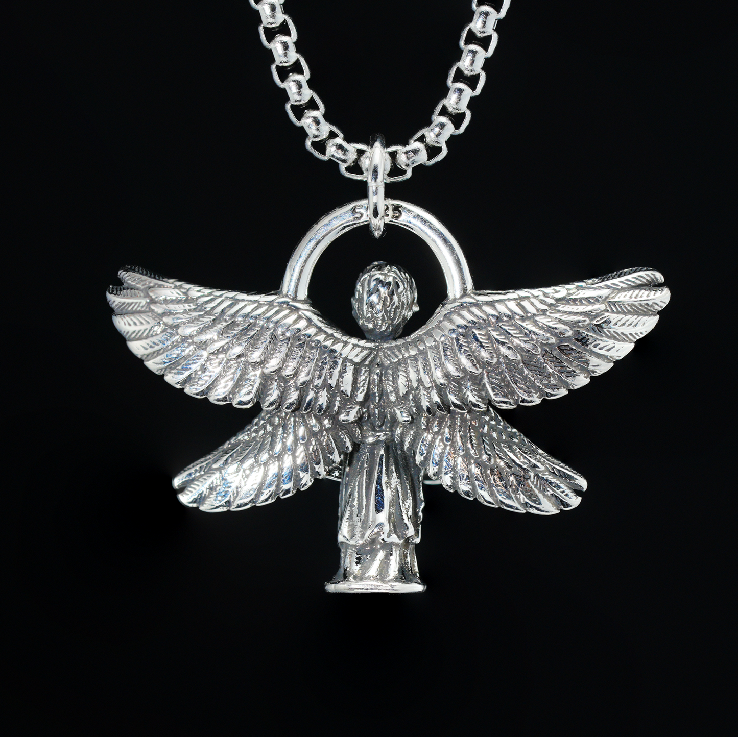 Halskette mit betenden Engel-Anhänger – Gothic-Schutzschmuck für Männer und Frauen, Engel-Anhänger mit offenen Flügeln, spirituelles Geschenk