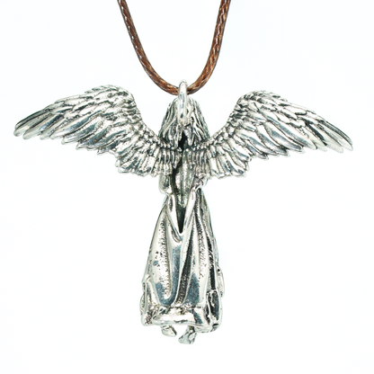 Guardian Angel Wings Pendant Necklace – Vintage Carved Spiritual Jewelry, Pendant for Blessings & Protection