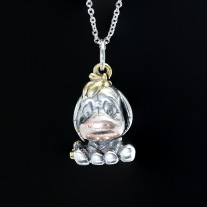 Hug-Ready Donkey Pendant – Cute Donkey Charm with Tricolor Metal Finish, Handmade Animal Jewelry of Joy & Companionship