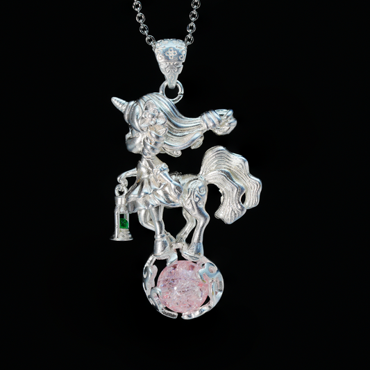 Magical Unicorn Girl Pendant – Fantasy Cute Necklace for Women | Whimsical Fairycore Jewelry for Dreamers & Gift for Anime Lovers