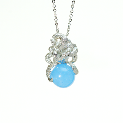 Nine-Tailed Fox Pendant with Blue Gem | Mystic Guardian Necklace | Animal Totem Jewelry