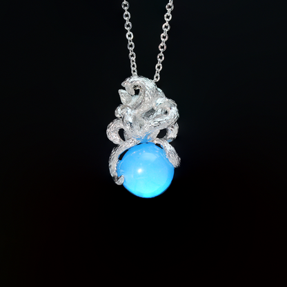 Nine-Tailed Fox Pendant with Blue Gem | Mystic Guardian Necklace | Animal Totem Jewelry