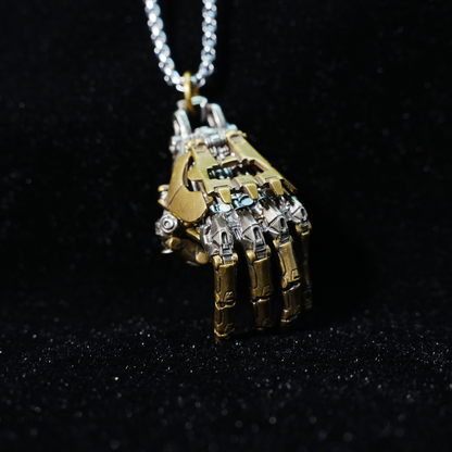 Cyberpunk Mecha Hand Pendant Necklace | Futuristic Techwear Accessory for Men and Women