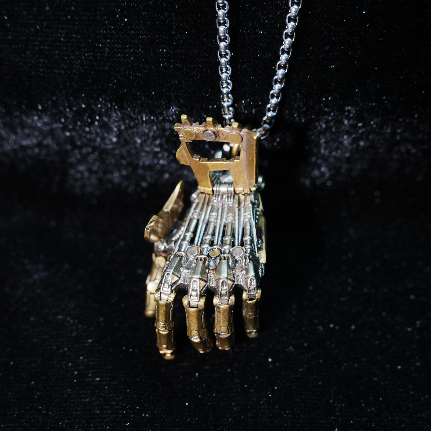 Cyberpunk Mecha Hand Pendant Necklace | Futuristic Techwear Accessory for Men and Women
