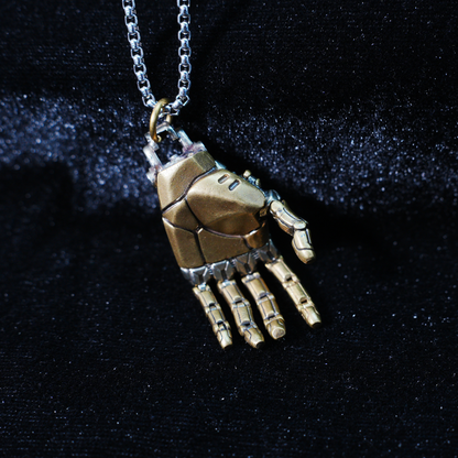 Cyberpunk Mecha Hand Pendant Necklace | Futuristic Techwear Accessory for Men and Women