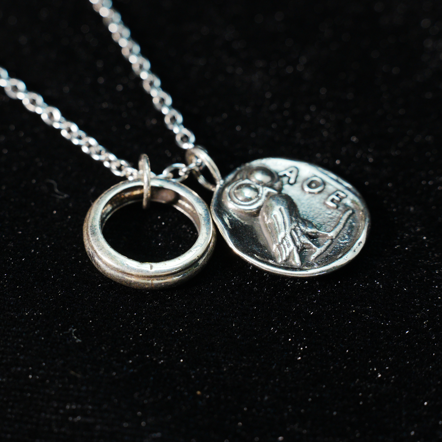 Greek Owl Coin Pendant Necklace | Wisdom Totem Jewelry | Antique Athenian Style Unisex Necklace for Everyday Wear
