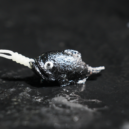 Lucky Fish Pendant Necklace – Whimsical Black Fish Charm, Cute Totem Jewelry Gift, Handmade Animal Amulet for Hope & Fortune