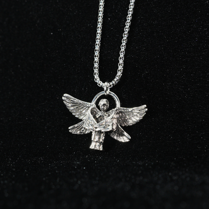 Halskette mit betenden Engel-Anhänger – Gothic-Schutzschmuck für Männer und Frauen, Engel-Anhänger mit offenen Flügeln, spirituelles Geschenk