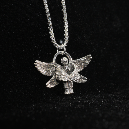 Halskette mit betenden Engel-Anhänger – Gothic-Schutzschmuck für Männer und Frauen, Engel-Anhänger mit offenen Flügeln, spirituelles Geschenk