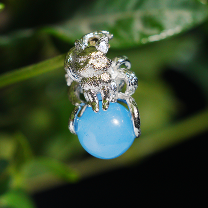 Nine-Tailed Fox Pendant with Blue Gem | Mystic Guardian Necklace | Animal Totem Jewelry