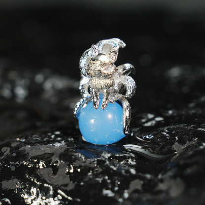 Nine-Tailed Fox Pendant with Blue Gem | Mystic Guardian Necklace | Animal Totem Jewelry