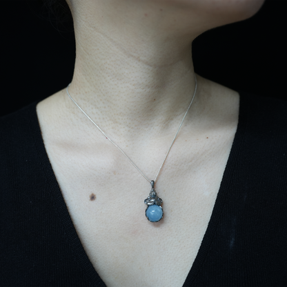 Capybara Pendant Necklace | Zen Animal Totem Jewelry with Aquamarine Stone | Symbol of Inner Peace & Meditation Gift