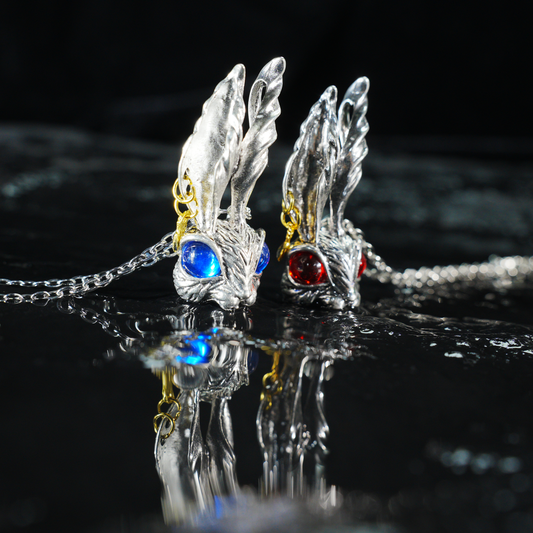 Blue-Eyed Rabbit Pendant | Fantasy Animal Necklace | Dream Amulet Jewelry | Artisan Statement Gift