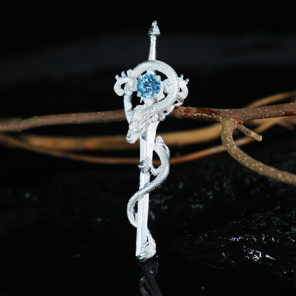 Drachenschwert-Stab-Anhänger | Fantasy-Magie-Halskette | Schmuck im gotischen Mittelalter-Stil für Cosplay und Geschenke