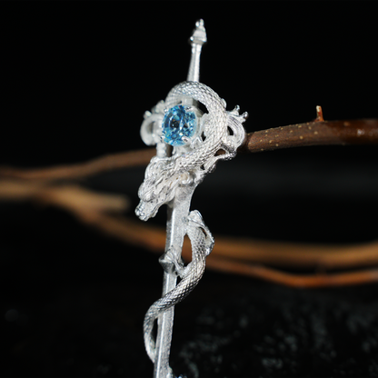Drachenschwert-Stab-Anhänger | Fantasy-Magie-Halskette | Schmuck im gotischen Mittelalter-Stil für Cosplay und Geschenke