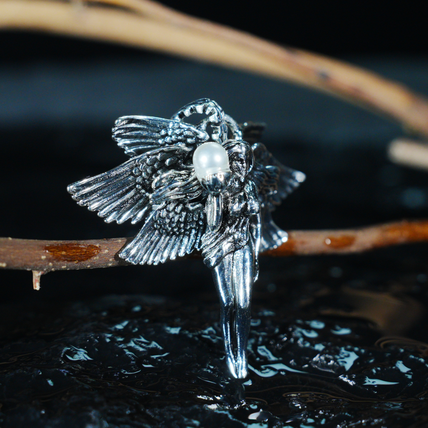 Winged Goddess Pendant | Mystical Amulet Necklace | Vintage Artistic Sculpted Charm | Handmade Statement Jewelry