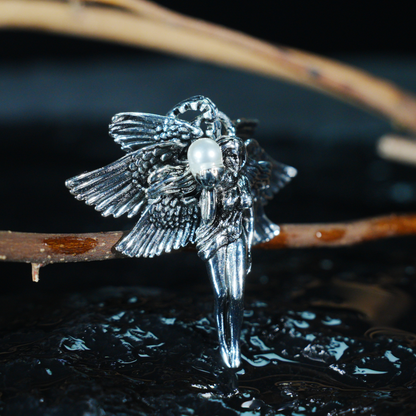 Winged Goddess Pendant | Mystical Amulet Necklace | Vintage Artistic Sculpted Charm | Handmade Statement Jewelry