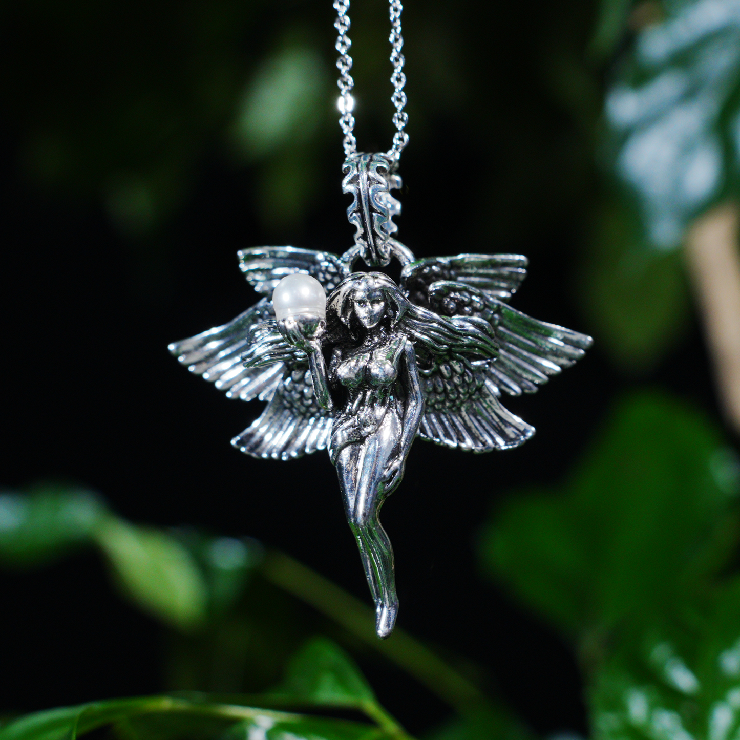 Winged Goddess Pendant | Mystical Amulet Necklace | Vintage Artistic Sculpted Charm | Handmade Statement Jewelry