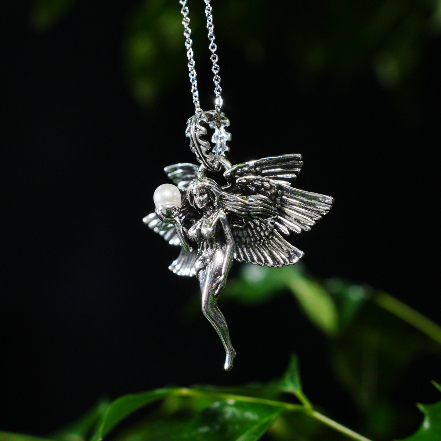 Winged Goddess Pendant | Mystical Amulet Necklace | Vintage Artistic Sculpted Charm | Handmade Statement Jewelry