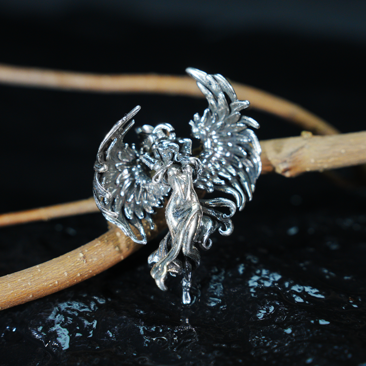 Wing Goddess Pendant, Myth-Inspired Winged Necklace, Symbol of Rebirth and Awakening, Artistic Totem Jewelry for Her, Gift Idea
