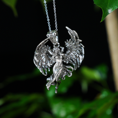 Wing Goddess Pendant, Myth-Inspired Winged Necklace, Symbol of Rebirth and Awakening, Artistic Totem Jewelry for Her, Gift Idea