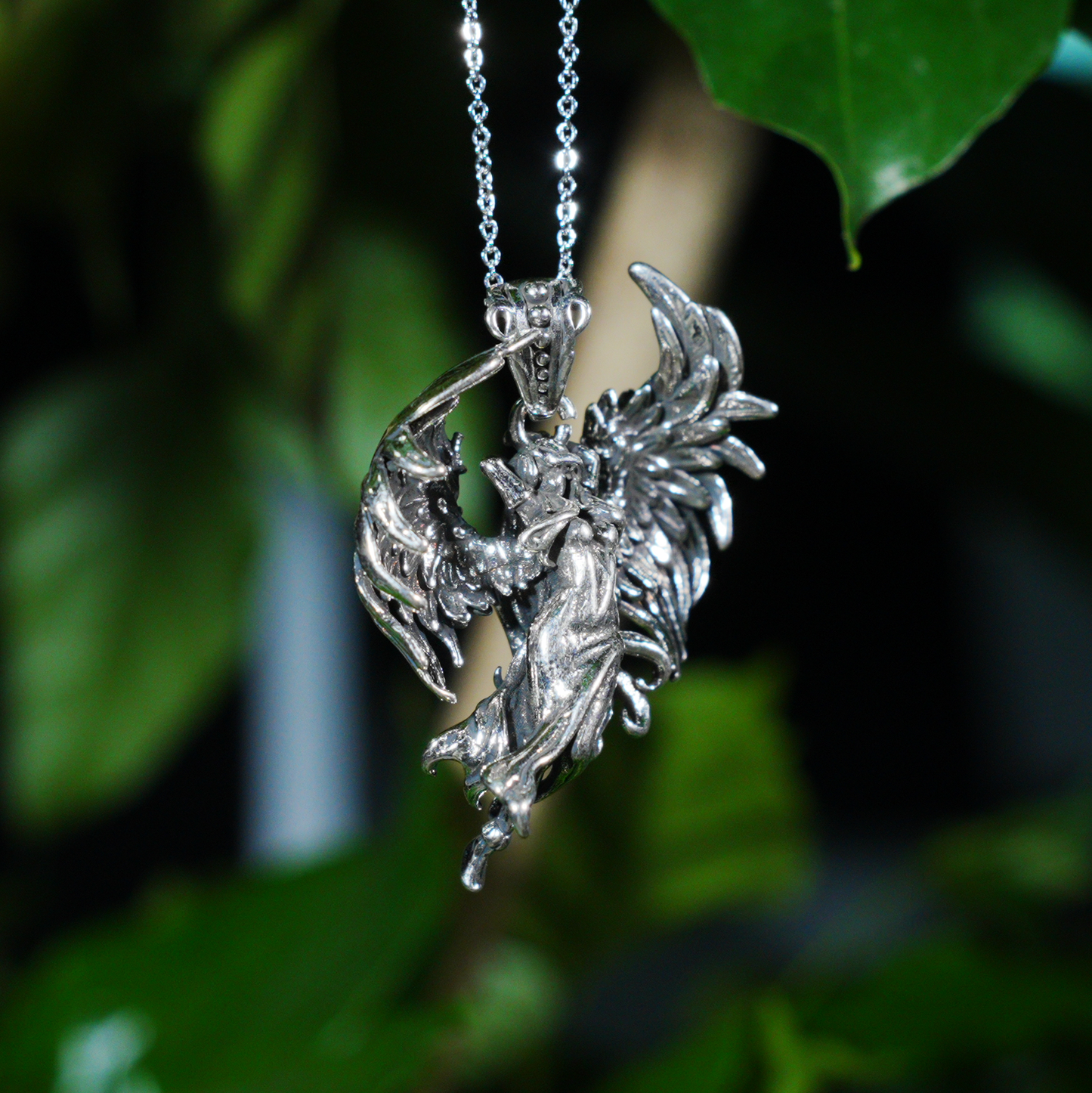 Wing Goddess Pendant, Myth-Inspired Winged Necklace, Symbol of Rebirth and Awakening, Artistic Totem Jewelry for Her, Gift Idea