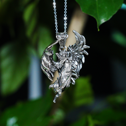 Wing Goddess Pendant, Myth-Inspired Winged Necklace, Symbol of Rebirth and Awakening, Artistic Totem Jewelry for Her, Gift Idea