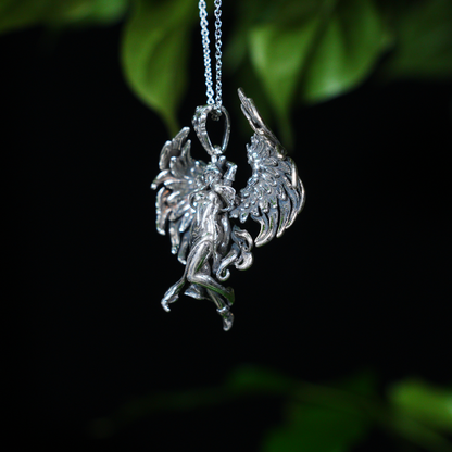 Wing Goddess Pendant, Myth-Inspired Winged Necklace, Symbol of Rebirth and Awakening, Artistic Totem Jewelry for Her, Gift Idea