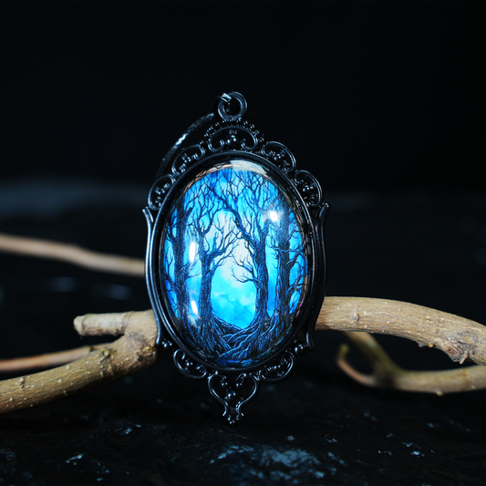 Mystic Forest Gate Pendant Necklace | Gothic Dark Art Pendant | Handmade Fantasy Statement Jewelry