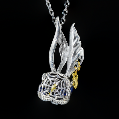 Blauäugiger Kaninchen-Anhänger | Fantasy-Tier-Halskette | Traum-Amulett-Schmuck | Kunsthandwerkliches Statement-Geschenk