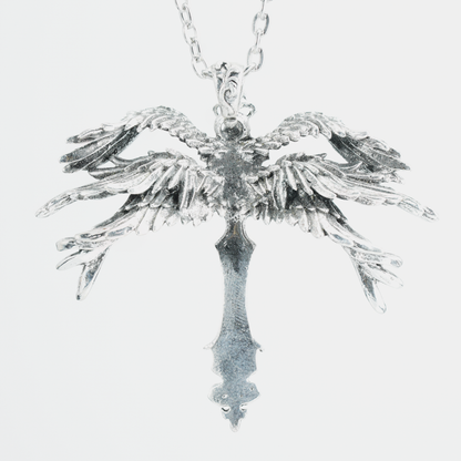 Gothic Kreuz Halskette mit Flügeln, Engel Amulett Anhänger, Vintage Religiöser Schmuck, Statement Fantasy Halskette